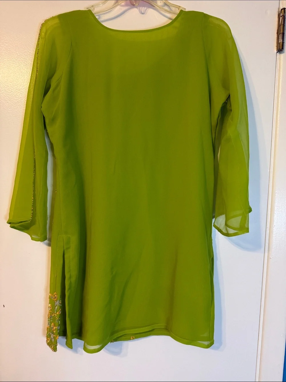 Vintage Lime Green sequin and beaded Tunic Top